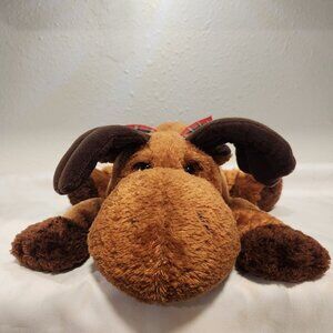 Russ Berrie & Co Vintage Stuffed Brown Mookie Plush Moose Toy‎ Moveable Antlers